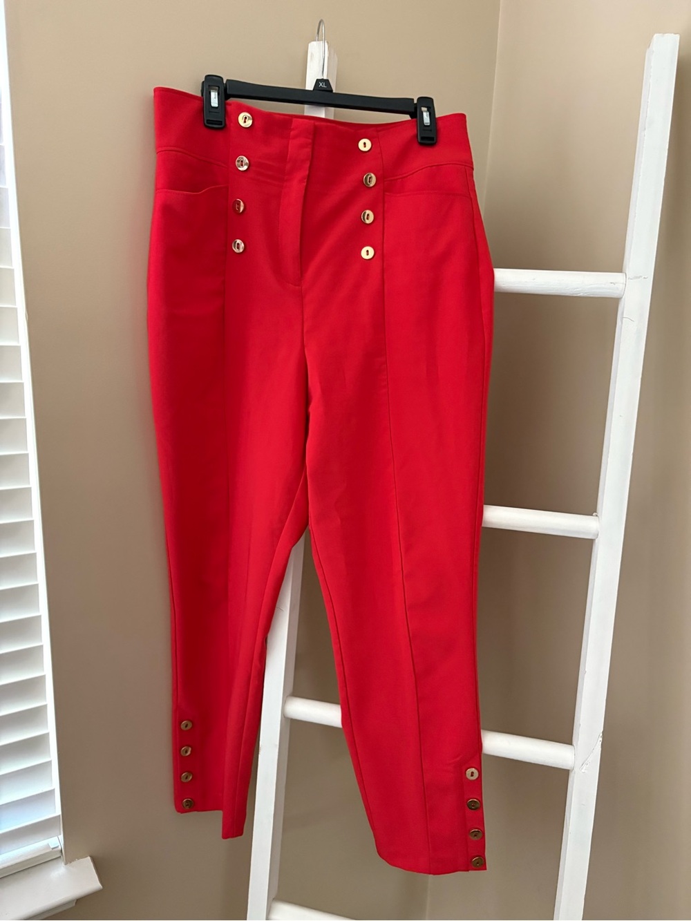 New York & Company orange High-Rise Button-Front Pants